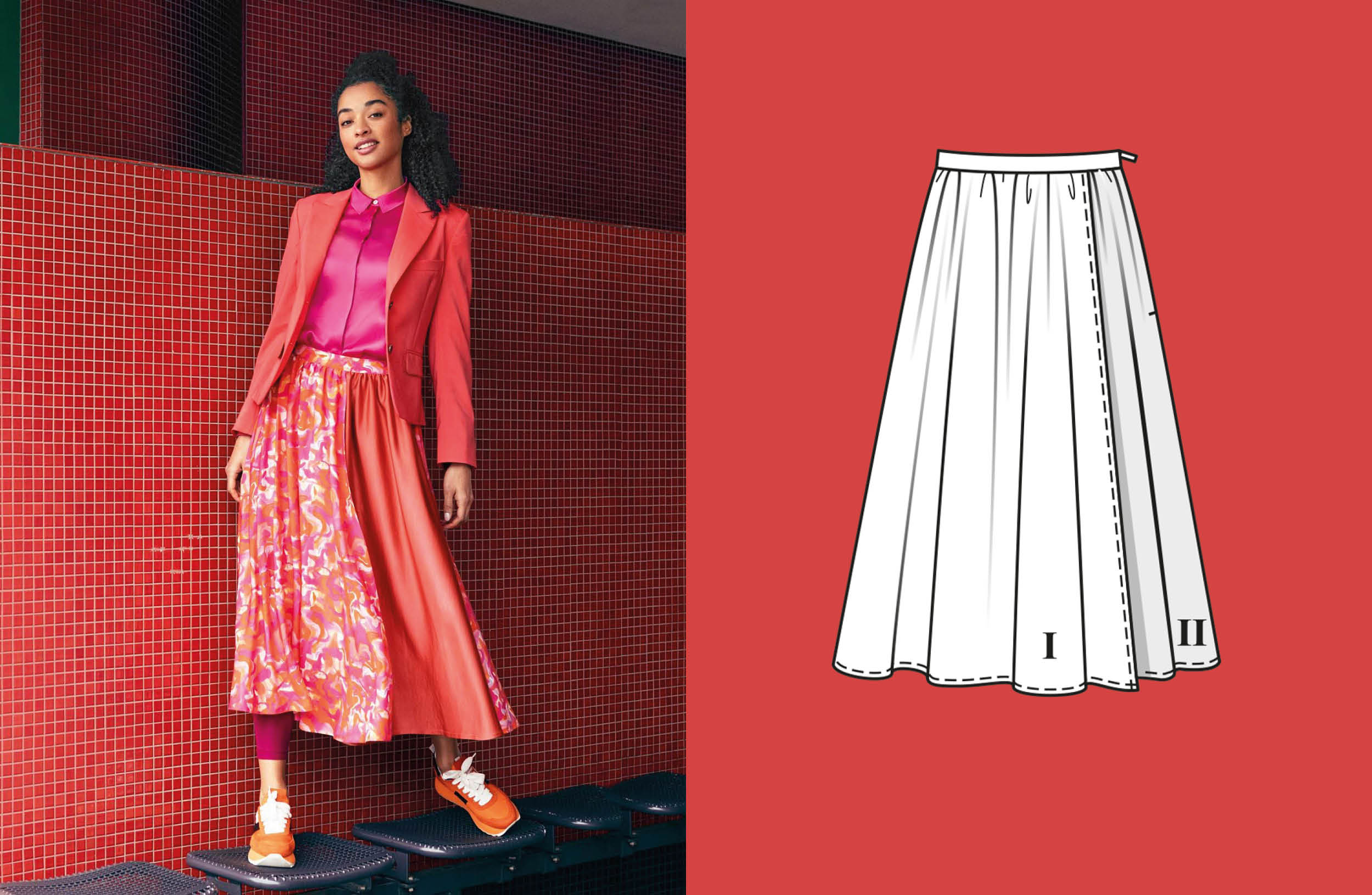 The printed fluid midi skirt