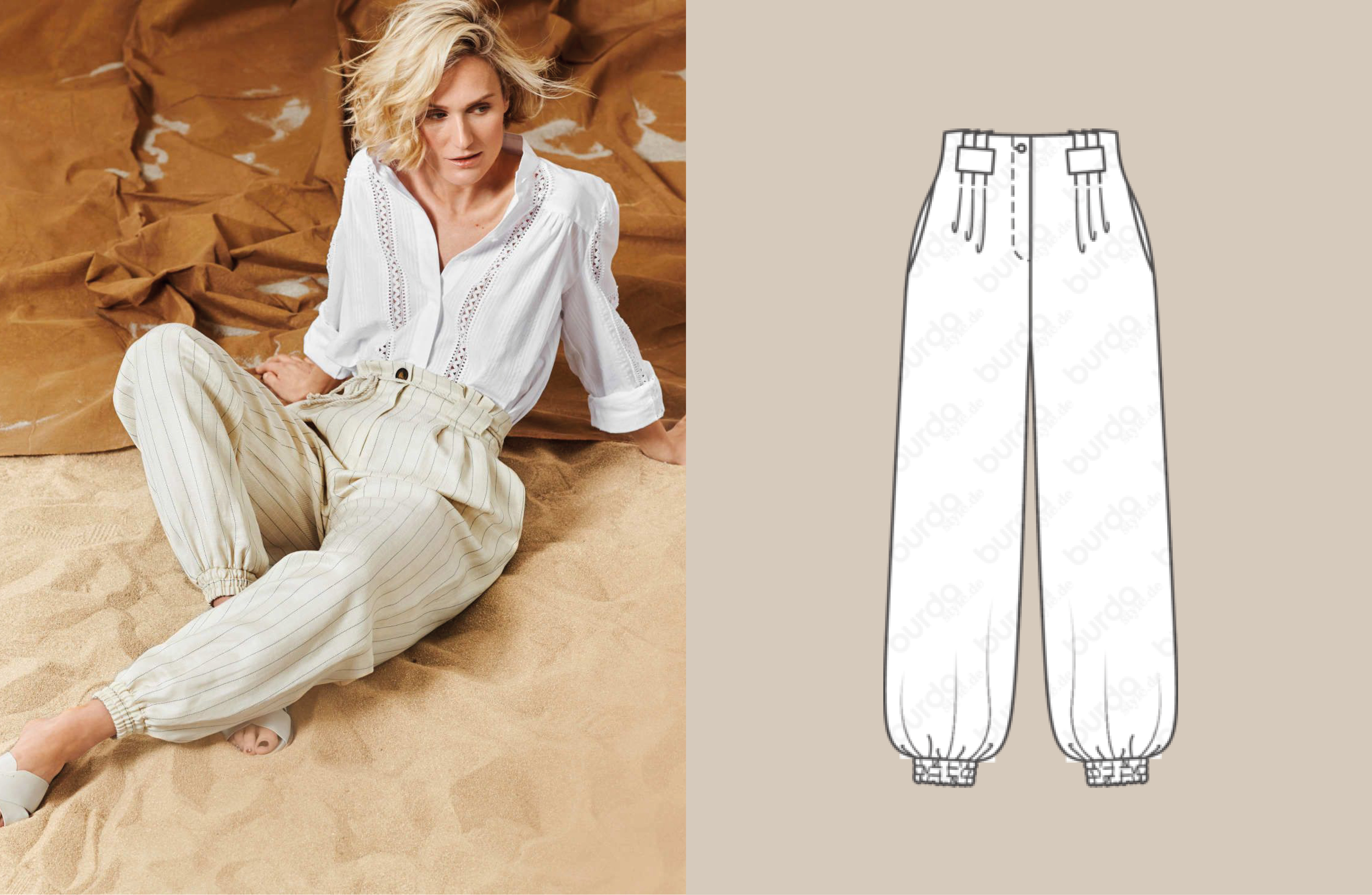 Cotton , Linen Trousers 106|Burda Style 07/21